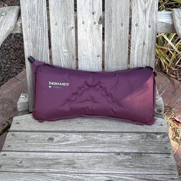 Thermarest Self Inflating Back Lumbar Pillow Camping Travel Packable Wine 16x8 - Picture 1 of 6